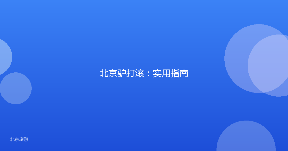 北京驴打滚:实用指南